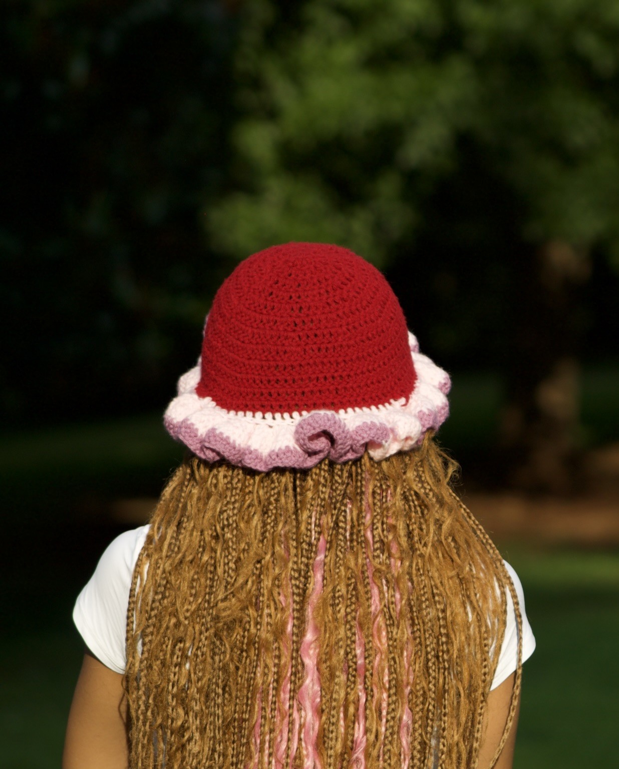 Multicolor Ruffle Bucket Hat back view
